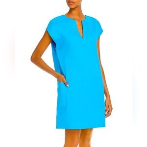 THEORY- Saturnina Eco Crunch Wash Linen-blend Shift Dress In Capri Size 8